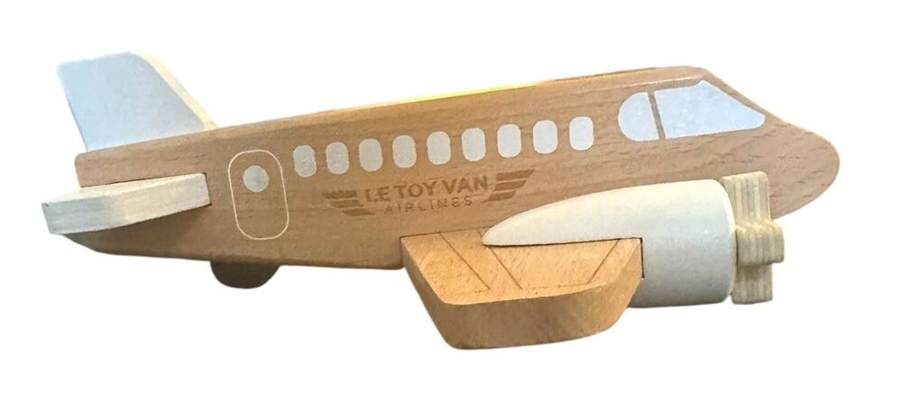Wooden Plane LeToy Van Airlines Childs Play Toy with Spinning Propellers